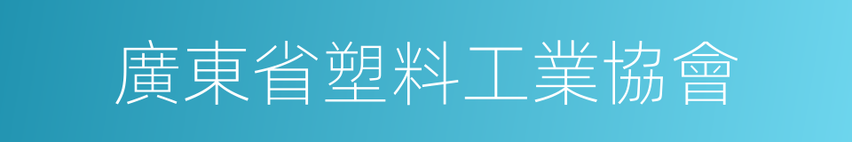 廣東省塑料工業協會的同義詞