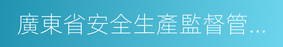 廣東省安全生產監督管理局的同義詞