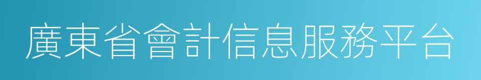 廣東省會計信息服務平台的同義詞