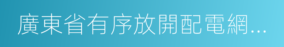 廣東省有序放開配電網業務實施方案的同義詞