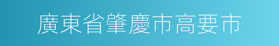 廣東省肇慶市高要市的同義詞