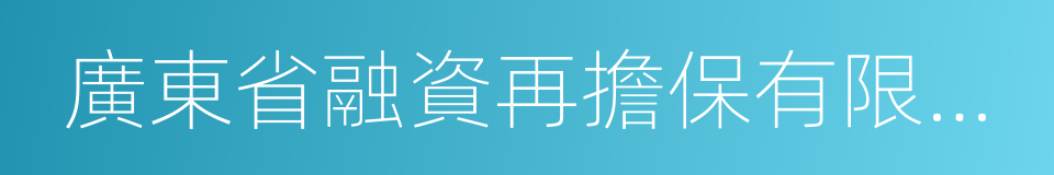 廣東省融資再擔保有限公司的同義詞