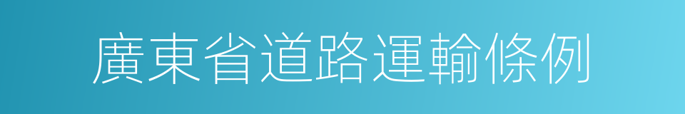 廣東省道路運輸條例的同義詞