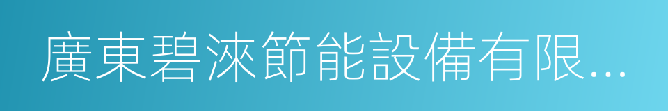 廣東碧淶節能設備有限公司的同義詞