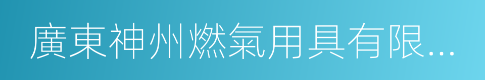 廣東神州燃氣用具有限公司的同義詞