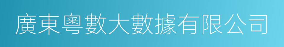 廣東粵數大數據有限公司的意思