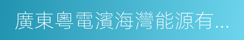 廣東粵電濱海灣能源有限公司的同義詞