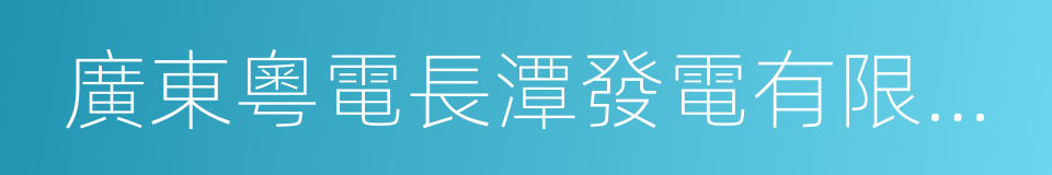 廣東粵電長潭發電有限責任公司的同義詞