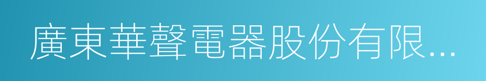 廣東華聲電器股份有限公司的同義詞