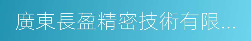 廣東長盈精密技術有限公司的同義詞