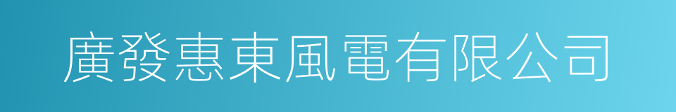廣發惠東風電有限公司的同義詞