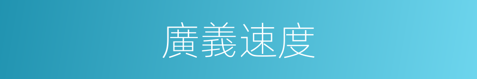 廣義速度的意思