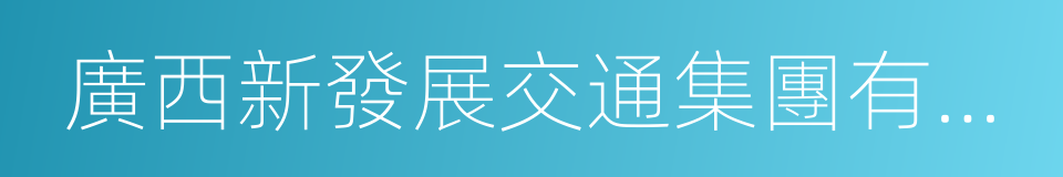 廣西新發展交通集團有限公司的同義詞