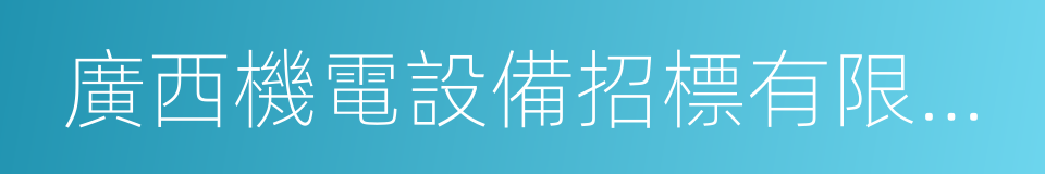 廣西機電設備招標有限公司的同義詞