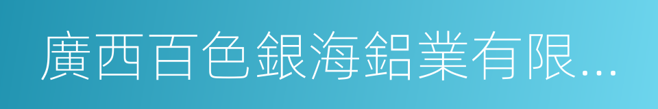 廣西百色銀海鋁業有限責任公司的同義詞