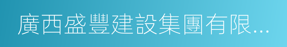 廣西盛豐建設集團有限公司的同義詞