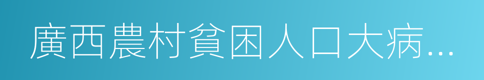 廣西農村貧困人口大病專項救治實施方案的同義詞