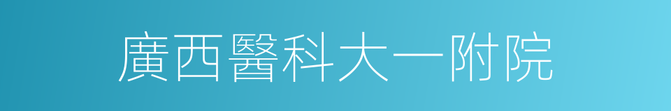 廣西醫科大一附院的同義詞