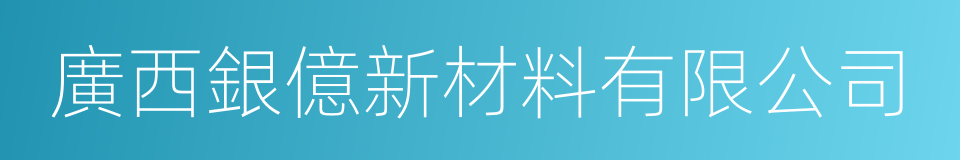 廣西銀億新材料有限公司的同義詞