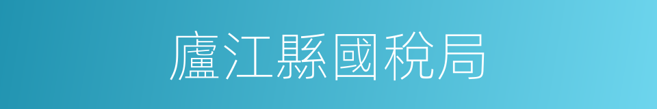 廬江縣國稅局的同義詞