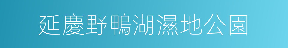 延慶野鴨湖濕地公園的同義詞