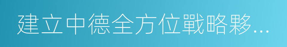 建立中德全方位戰略夥伴關系的聯合聲明的同義詞