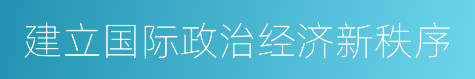 建立国际政治经济新秩序的同义词