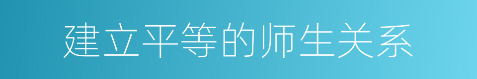 建立平等的师生关系的同义词