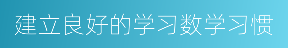 建立良好的学习数学习惯的同义词