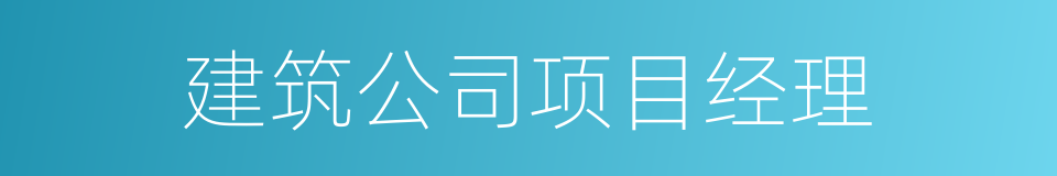 建筑公司项目经理的同义词