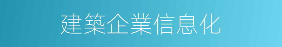 建築企業信息化的同義詞