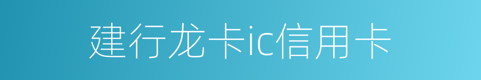 建行龙卡ic信用卡的同义词