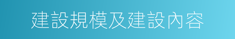 建設規模及建設內容的同義詞