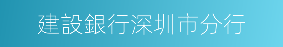 建設銀行深圳市分行的同義詞