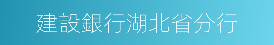 建設銀行湖北省分行的同義詞