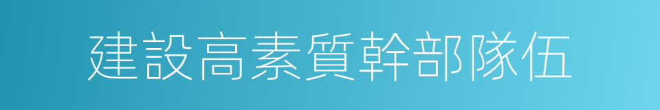 建設高素質幹部隊伍的同義詞