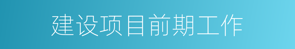 建设项目前期工作的同义词