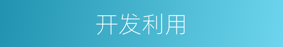 开发利用的意思