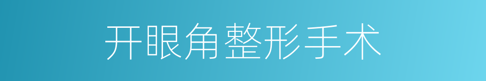 开眼角整形手术的同义词