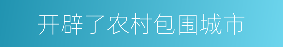 开辟了农村包围城市的同义词