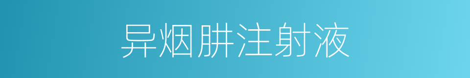 异烟肼注射液的同义词