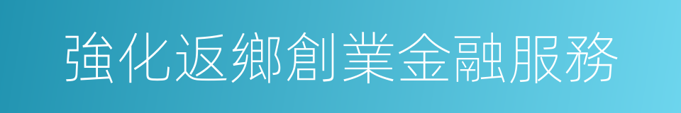 強化返鄉創業金融服務的同義詞