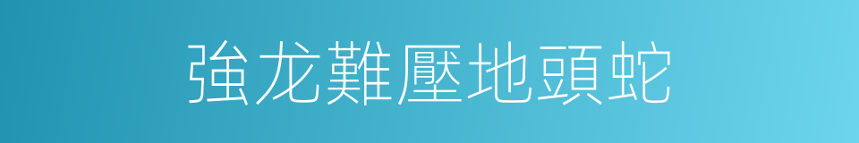 強龙難壓地頭蛇的同義詞