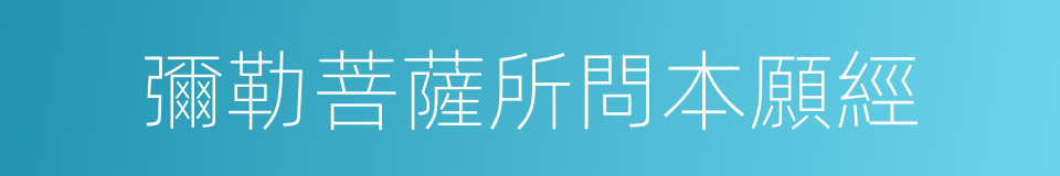 彌勒菩薩所問本願經的同義詞