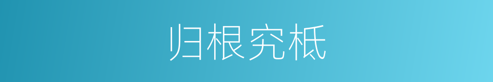 归根究柢的意思