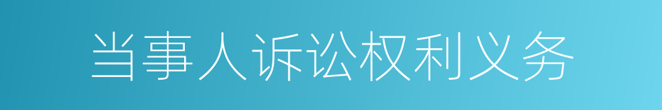 当事人诉讼权利义务的同义词