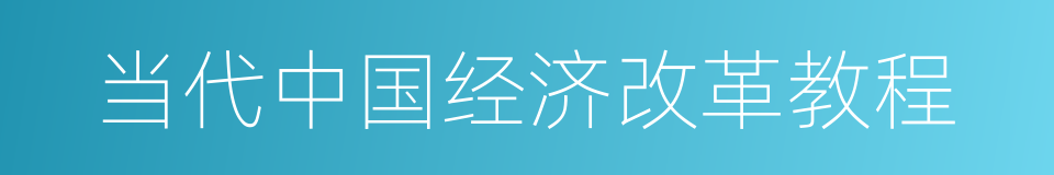 当代中国经济改革教程的同义词
