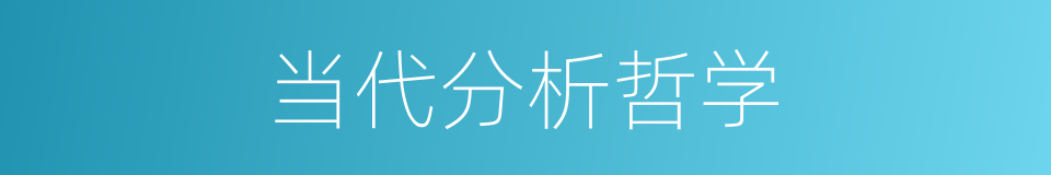 当代分析哲学的同义词