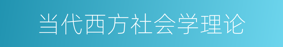 当代西方社会学理论的同义词