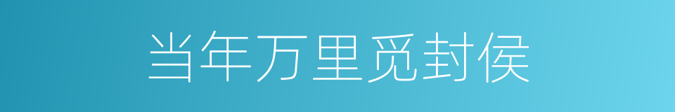 当年万里觅封侯的同义词